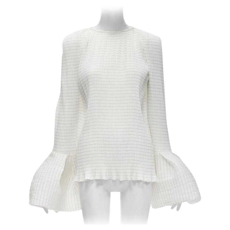 MATICEVSKI 2021 Curve top blanc plissé à ourlet large et évasé AUS8 M en vente