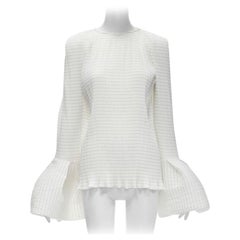 MATICEVSKI 2021 Curve top blanc plissé à ourlet large et évasé AUS8 M
