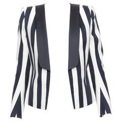 Balmain blazer a righe in bianco e nero in misto cotone FR38 M