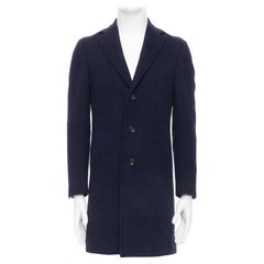 CANALI Kei 100% wool navy blue single vent long coat IT44 XS