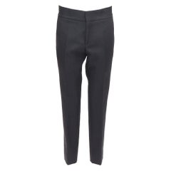 LANVIN - Pantalon froncé à volants dissimulé en coton mélangé gris foncé FR44 XS