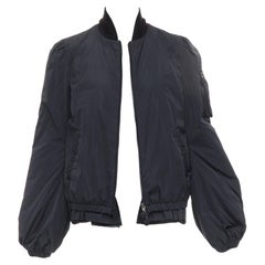 MONCLER G32-003 black logo puffer mesh trim nylon bomber Sz.2 M