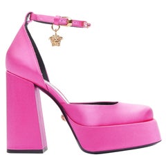 Versace Runway Aevitas 120 Rosa Paradiso raso cristallo Medusa piattaforma EU37.5