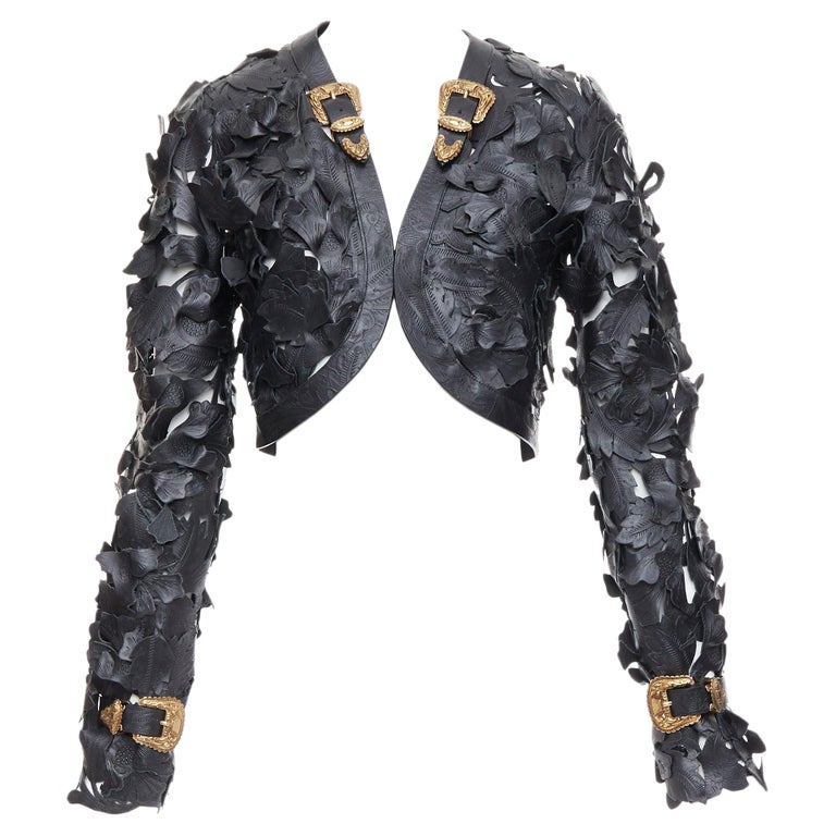 rare ALEXANDER MCQUEEN 2011 Runway floral laser cut cropped 