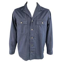 Men's VISVIM 44 Navy Striped Cotton Travail Coverall Work Style Jacket