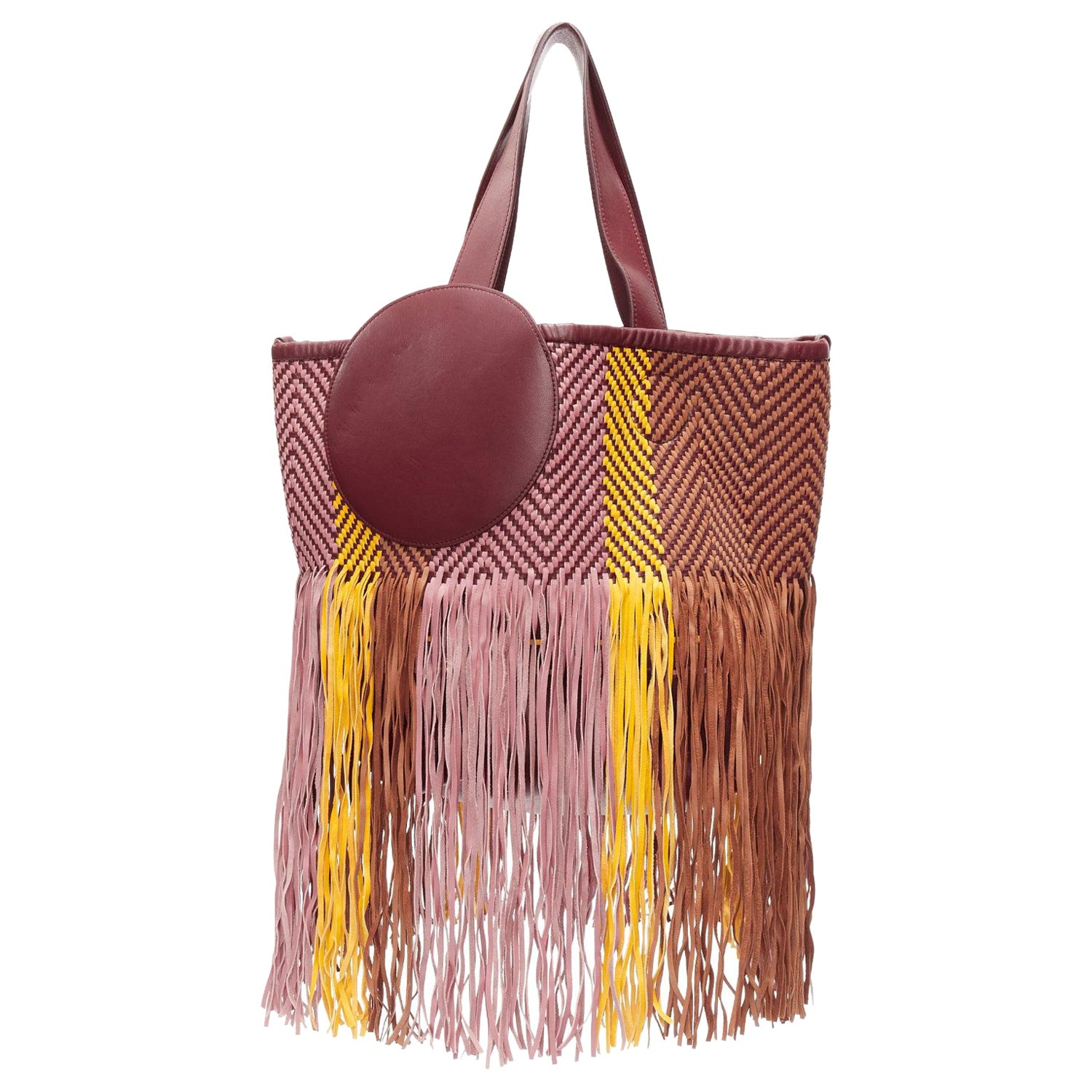 Roksanda Eider borsa grande in pelle di vitello marrone bordeaux con frangia intrecciata