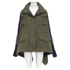 SACAI 2020 khaki washed cotton pocketed flared fisherman coat JP3 L