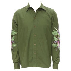 Runway GIVENCHY Tisci 2012 green cotton Birds of Paradise patch sleeve shirt S