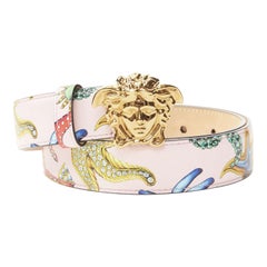 VERSACE 2021 La Medusa gold pink Tresor De La Mer leather belt 80cm 30-34"