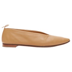 BOTTEGA VENETA brown leather low vamp pointed ballet flats EU38