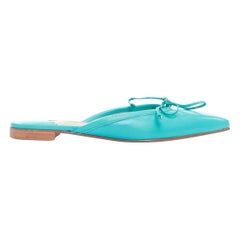 ManOLO BlahNIK Ballerimu mules de ballet en cuir vert turquoise EU38
