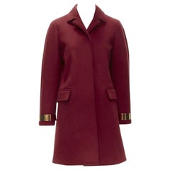 BURBERRY PROPRSUM 90% mezcla de cachemira abrigo rojo oro barra metálica IT38 XS