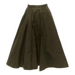 ROCHAS jupe midi A-line safari vert foncé coupée en biais en nylon IT38 XS
