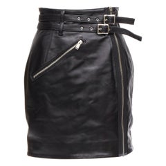 UNDERCOVER black sheep leather silver zip motorcycle biker skirt JP2 M