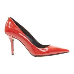 VERSACE Barocco suola oro vernice rossa Medusa pump EU38 US8