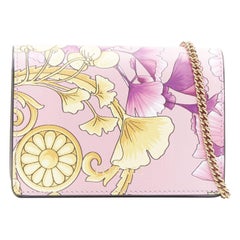 VERSACE Gingko Barocco microbolso crossbody en piel floral oro rosa