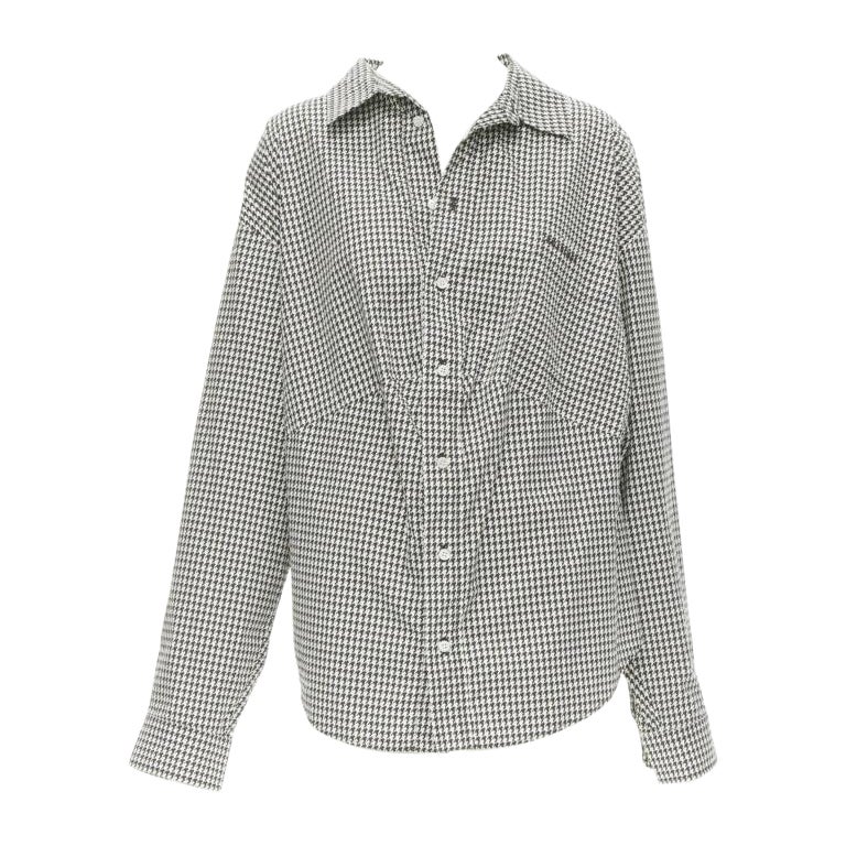 BALENCIAGA 2020 Camicia Swing ricamata con logo pied de poule FR36 XS
