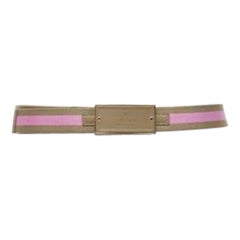 GUCCI Vintage Y2K pink khaki Web GG logo square buckle adjustable nylon belt