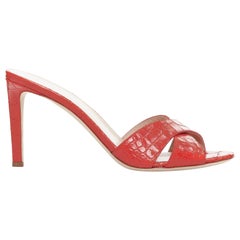 GIUSEPPE ZANOTTI Felicia red embossed leather cross mule sandal EU39