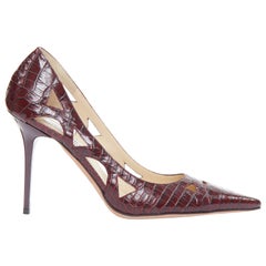 JIMMY CHOO Eternal Cut Out burgundy embossed leather pumps EU39