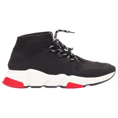 BALENCIAGA Speed black white red logo laced sock sneakers EU40