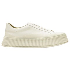 JIL SANDER light beige leather chunky rubber platform sole sneaker EU40