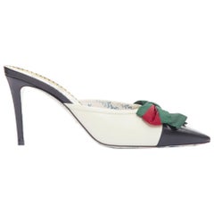 Gucci Sackville bi color cuero web lazo sandalias mule tacones EU39
