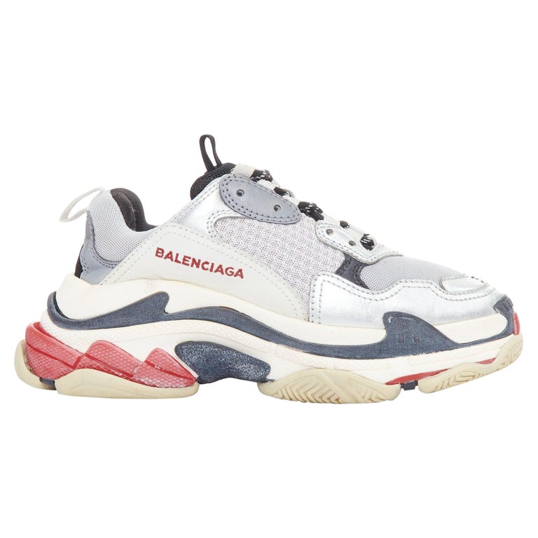BALENCIAGA Triple S silver distressed stacked midsole chunky 