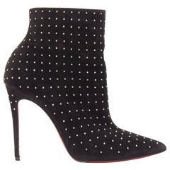 CHRISTIAN LOUBOUTIN So Kate Booty black suede micro stud embellished pointy EU36