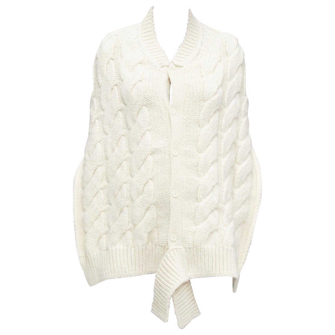 SIMONE ROCHA haut drapé en maille d'alpaca crème avec cravate ouverte au dos S en vente