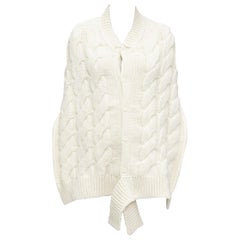 SIMONE ROCHA cream alpaca ribbon tie open back draped cable knit top S