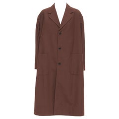 YOHJI YAMAMOTO Y's brown wool mohair single breast long boxy coat JP3 L