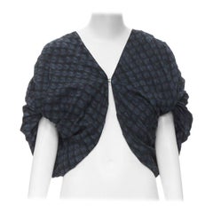 PORTS 1961 black blue Shibori dyed crinkled voluminous cropped bolero US0 XS