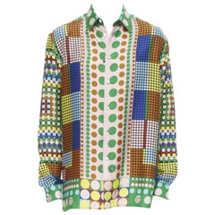 VERSACE 2021 Runway Tresor De La Mer Pop Dot 100% silk Medusa shirt EU37 XS