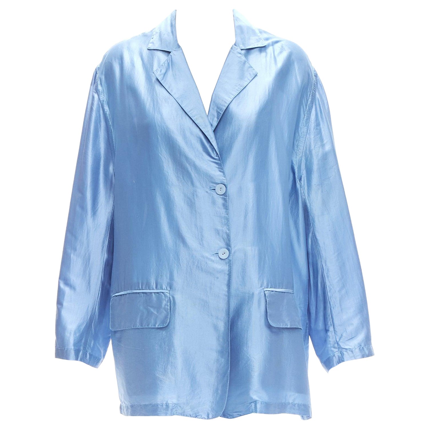 STELLA MCCARTNEY 2007 100% silk blue drop shoulder flowy jacket IT36 XXS
