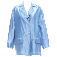STELLA MCCARTNEY 2007 100% silk blue drop shoulder flowy jacket IT36 XXS