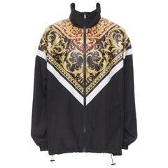 VERSACE Le Pop Classique black red Barocco print nylon track jacket IT52 XL