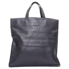 LOEWE Vintage black anagram logo soft leather square tote bag