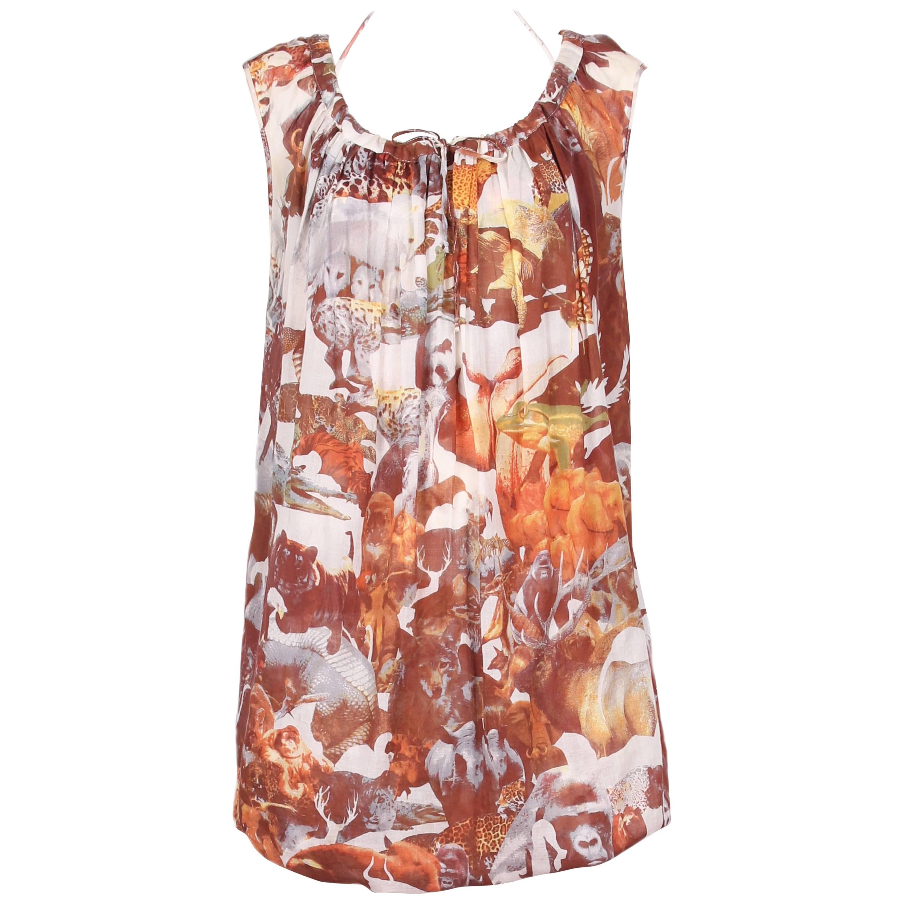 Hussein Chalayan Cotton Jungle Print Sleeveless Summer Dress For Sale