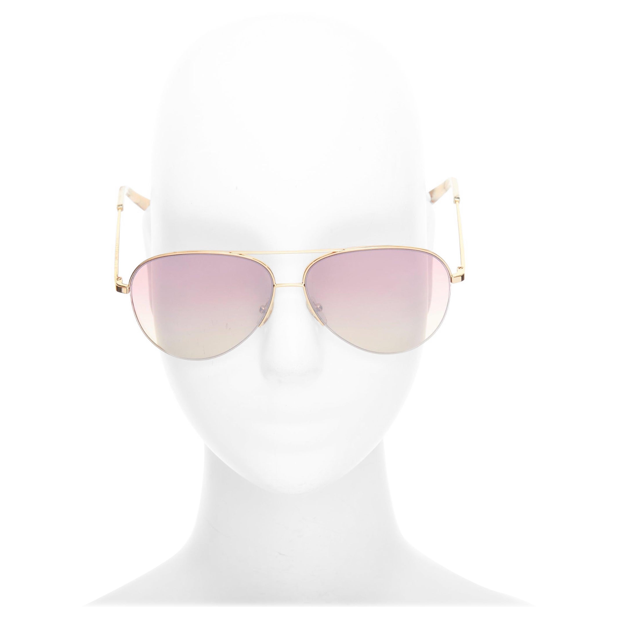 Victoria Beckham VBS90 C61 rosa sfumato con finiture dorate, occhiali da aviatore fatti a mano