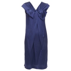 Alberta Ferretti, 100% seta, abito con manica a V e fiocco in stile marinaro IT38 XS