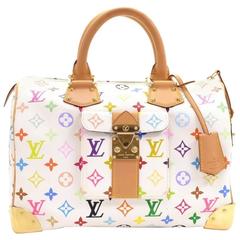 Louis Vuitton Speedy 30 White Multicolor Monogram Canvas City Hand Bag