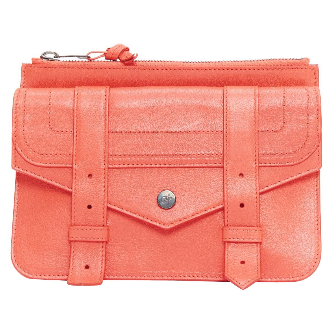 PROENZA SCHOULER PS1 coral red zip envelop portfolio clutch pouch