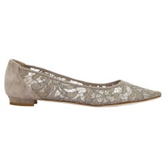 MANOLO BLAHNIK chaussures plates à bouts pointus en daim gris EU37.5