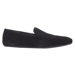 BOTTEGA VENETA Intrecciato Luxe suede black woven dress loafer shoes EU42.5