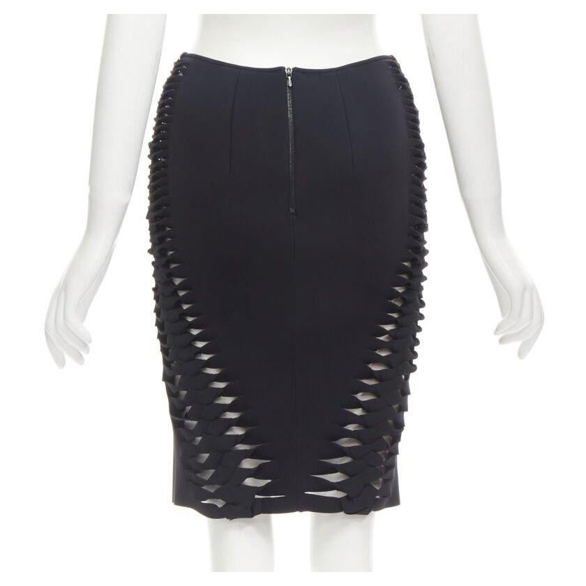 Dion LEE - Jupe crayon noire à découpes et nœuds tressés AUS8 US4 S