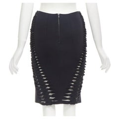 Dion LEE - Jupe crayon noire à découpes et nœuds tressés AUS8 US4 S