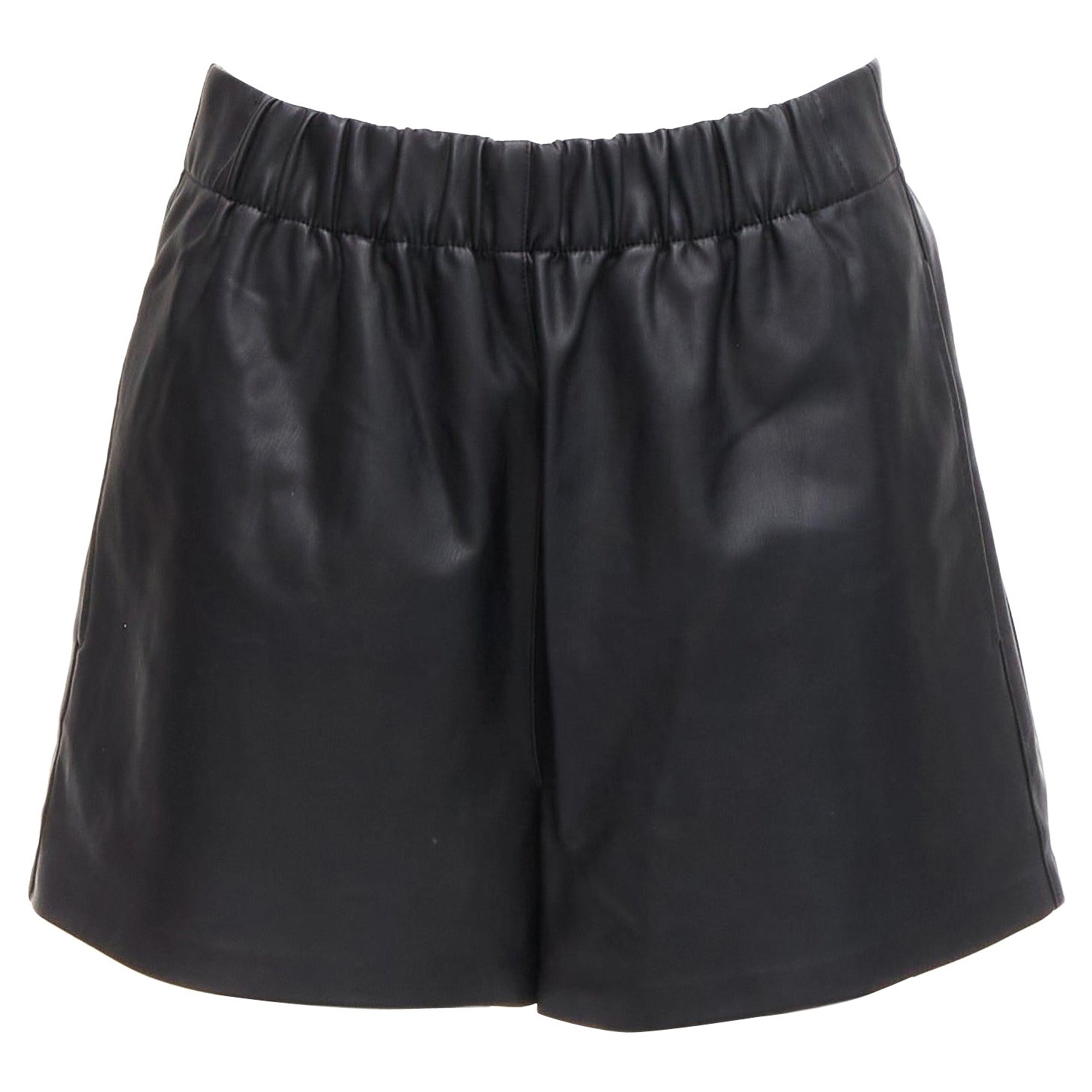 TIBI mini shorts negros de cuero vegano con cintura elástica y bolsillos XS en venta