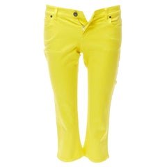 GUCCI Vintage Y2K yellow GG logo embroidery patent tag knee length jeans IT38 XS