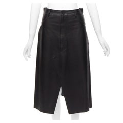DION LEE black sheep leather back yoke front slit A-line skirt UK6 XS